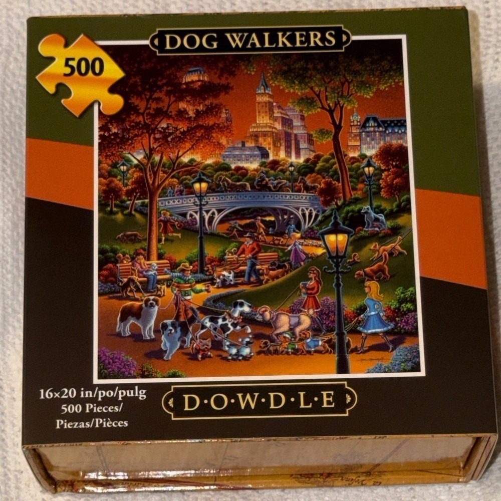 Dowdle Dog Walkers 500 Piece Jigsaw Puzzle Eric Dowdle Folk Art 16x20 230.1 NEW